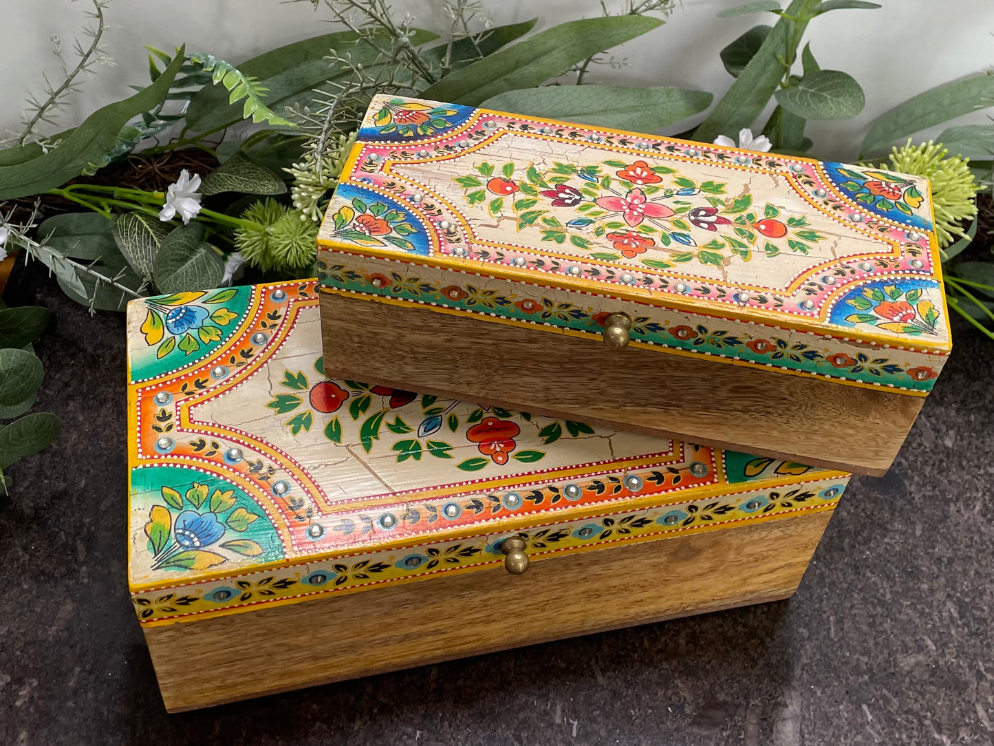 Colourful Indian Hand Painted Trinket Box
