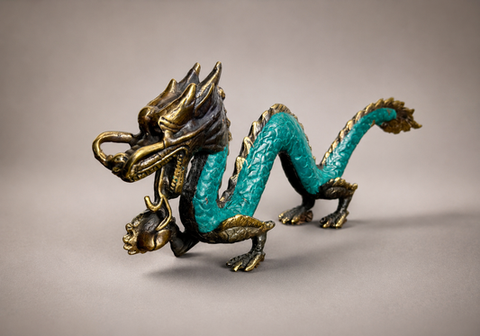 Brass Chinese Dragon Figurine – 20cm Decorative Oriental Dragon Ornament