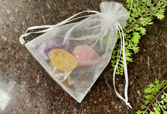 Starter Crystal Pack (Rose
Quartz, Citrine, Clear Quartz, Tigers Eye and Amethyst)