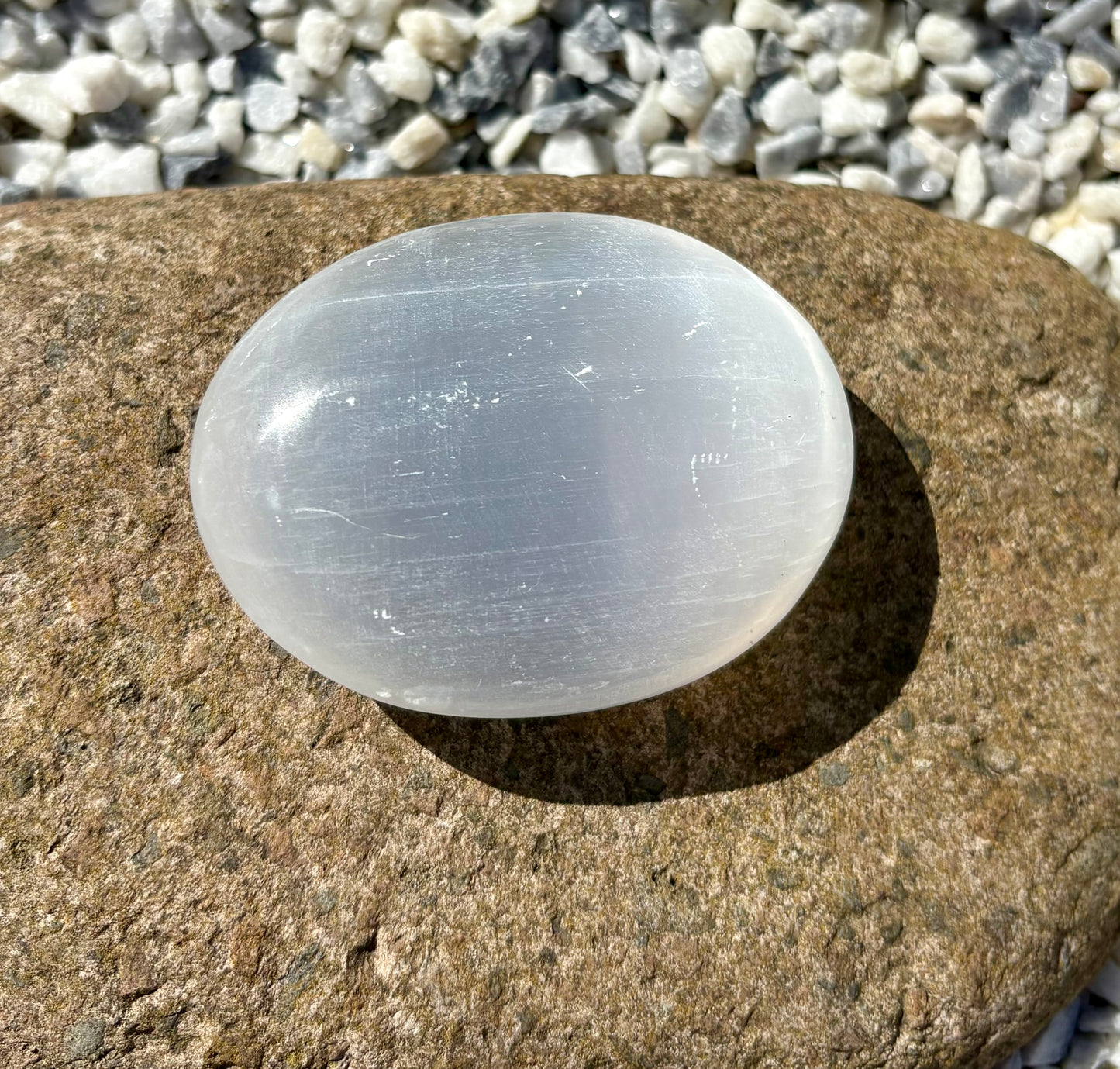 Selenite Palm Stone