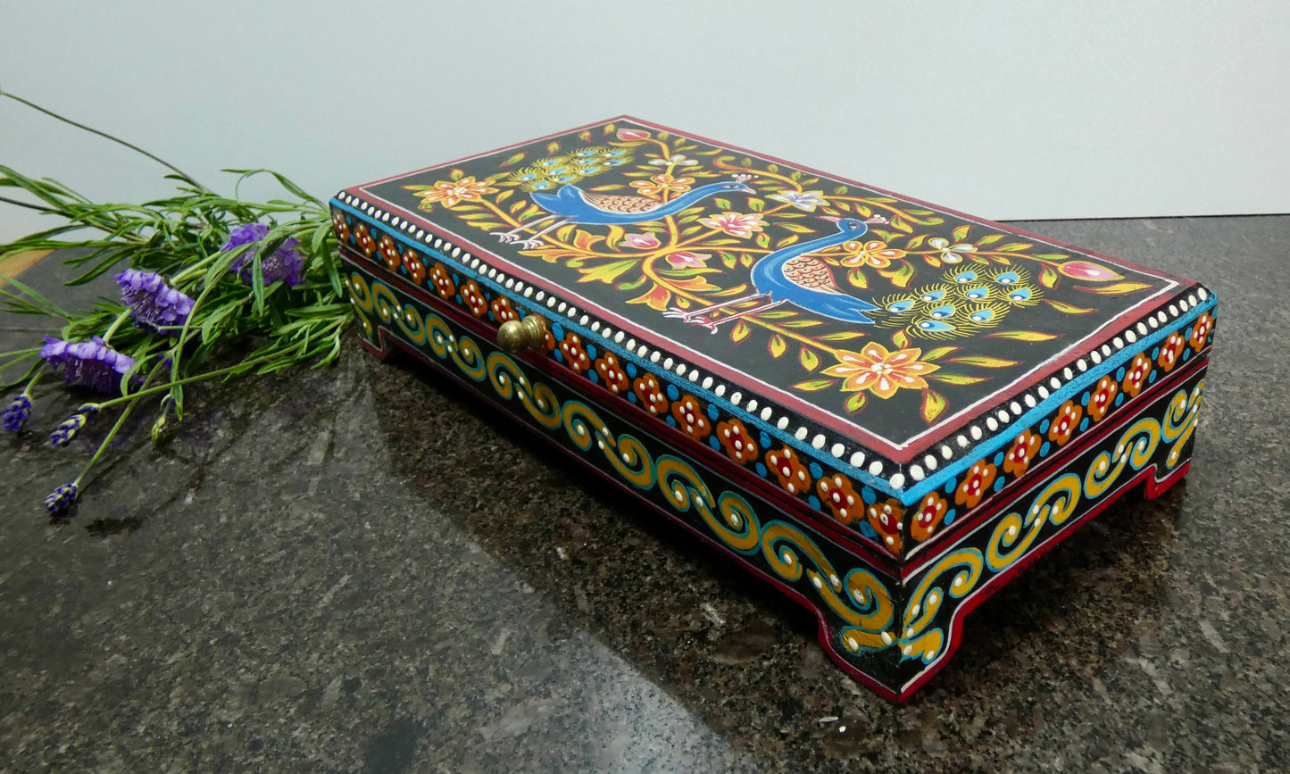 Peacock Hand painted Wooden Box