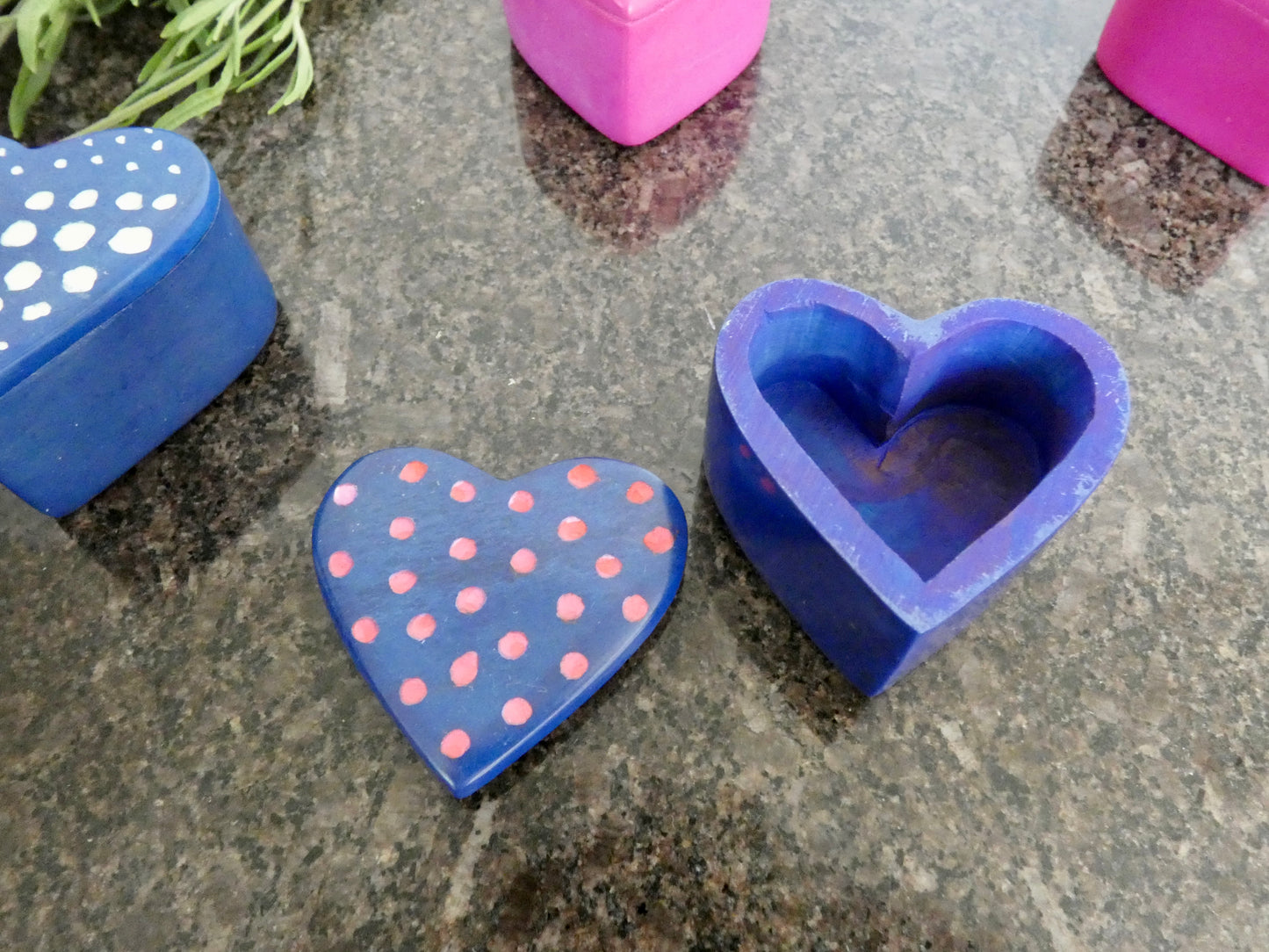 Hand-carved heart-shaped soapstone trinket box