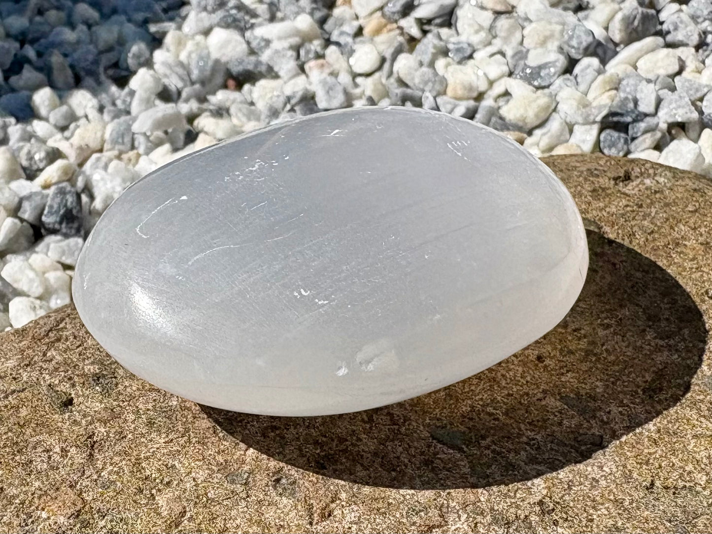Selenite Palm Stone