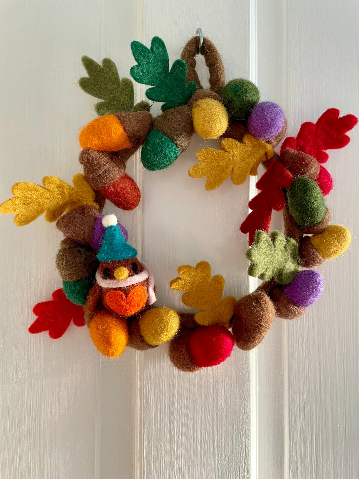 Felt Rainbow Acorn Autumn Wreath