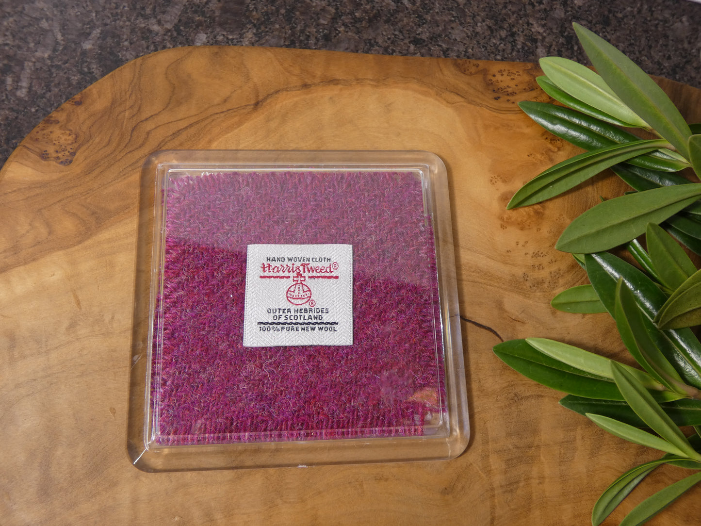 Handmade Harris Tweed Coaster – Authentic Scottish Wool Encased in Acrylic, 8 x 8 cm