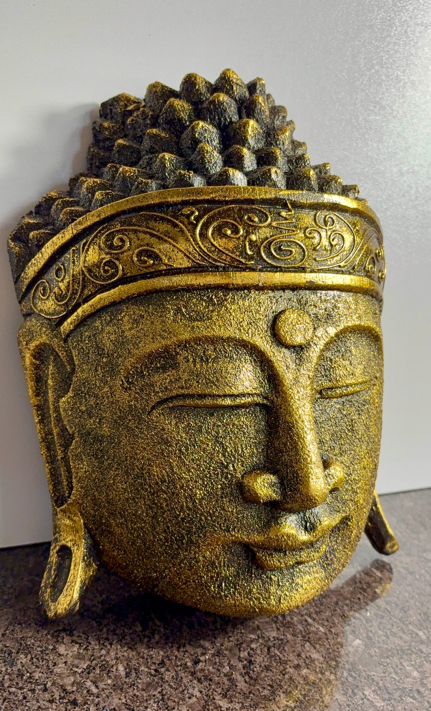 Handmade Gold Buddha Head Wall Art – 25cm | Antique Gold Zen Wall Décor