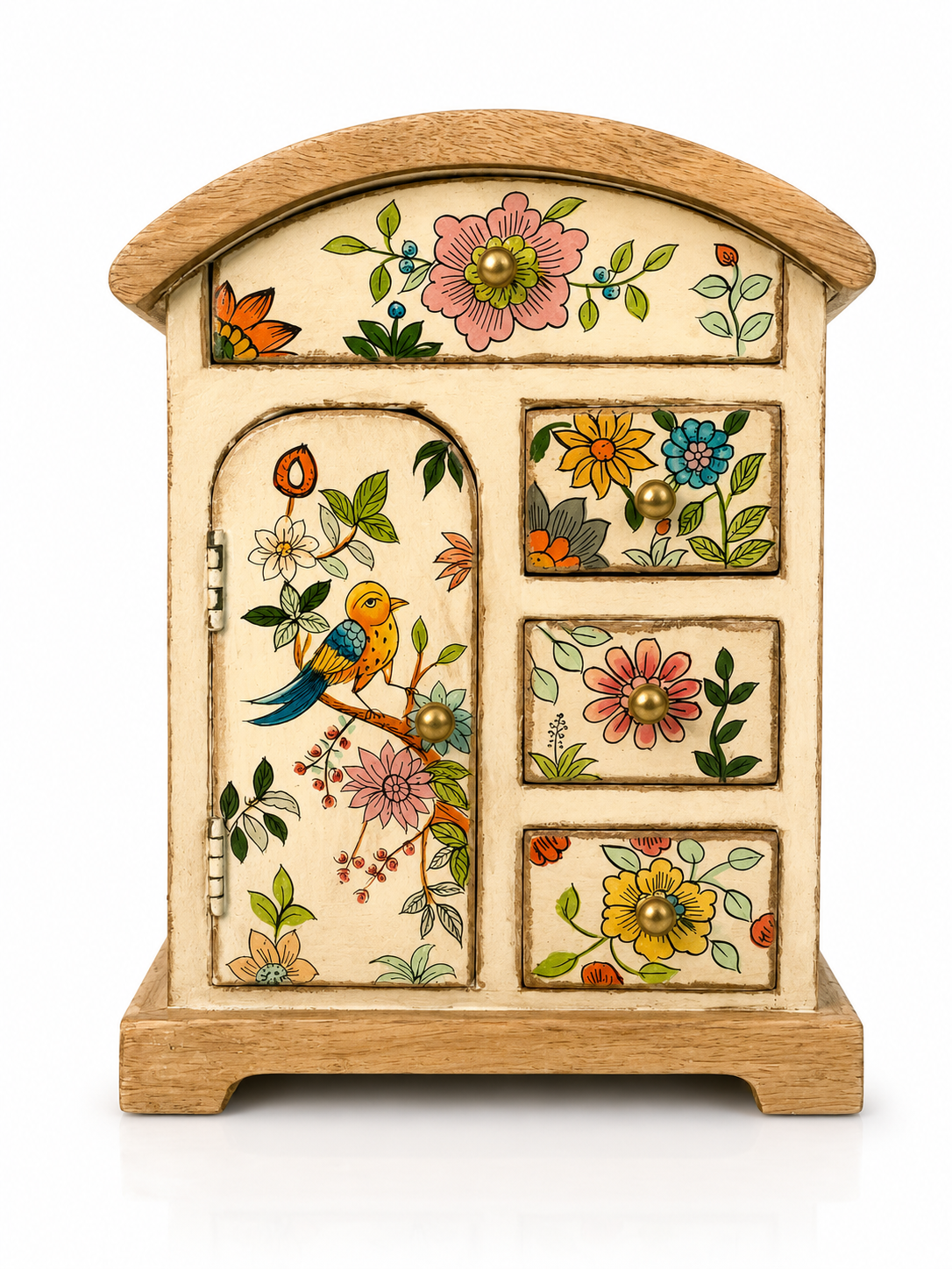 Hand Painted Wooden Jewellery Box with Drawers | Floral Jewellery Chest | Vintage Trinket Box | Wooden Keepsake Storage