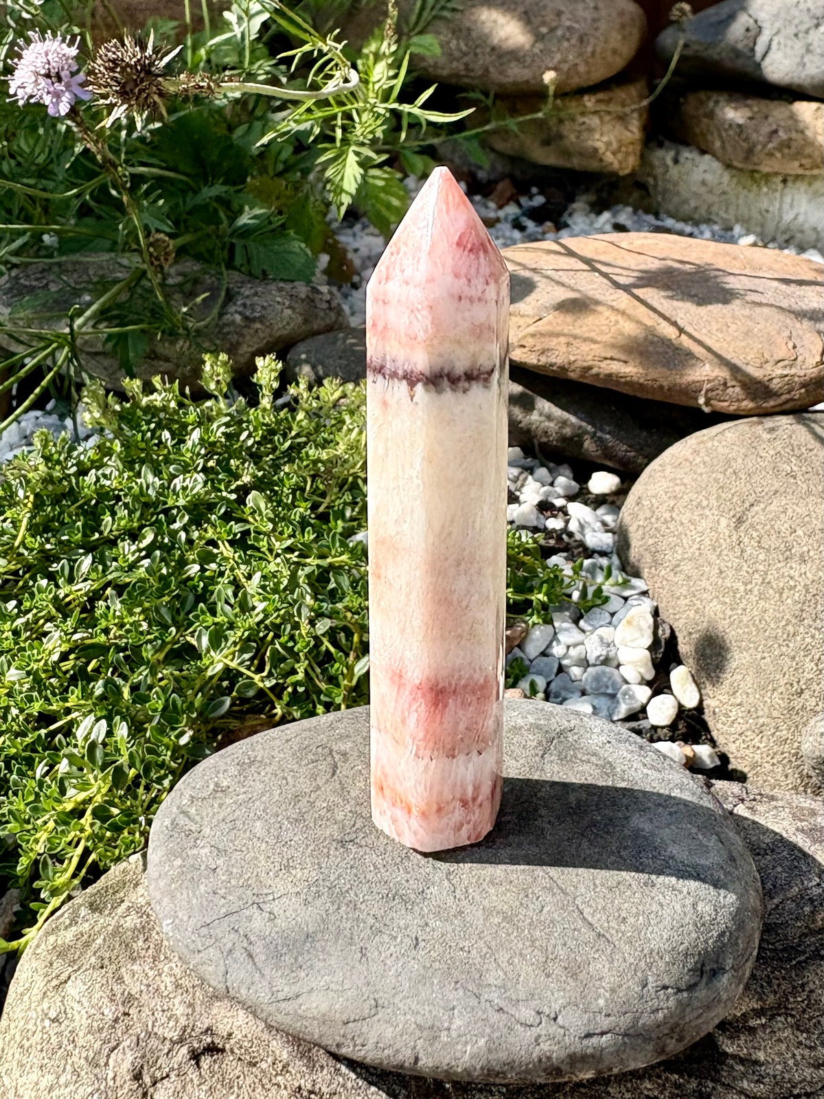 Banded Calcite Crystal Tower – Polished Point, 39 g