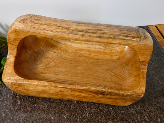 Solid Wood Decorative Bowl / Basket with handle
