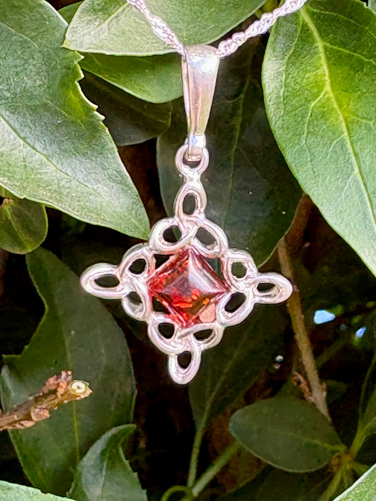 Baltic Amber & Sterling Silver Celtic Knot Pendant
