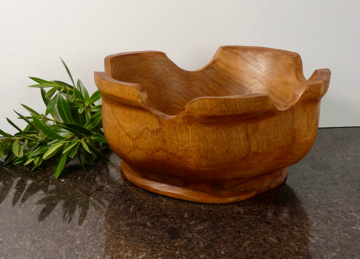 Solid Teak Wood Wavy Edge Bowl - 25cm diameter Handcrafted
Wooden Decorative Bowl, Natural Wood Home Décor