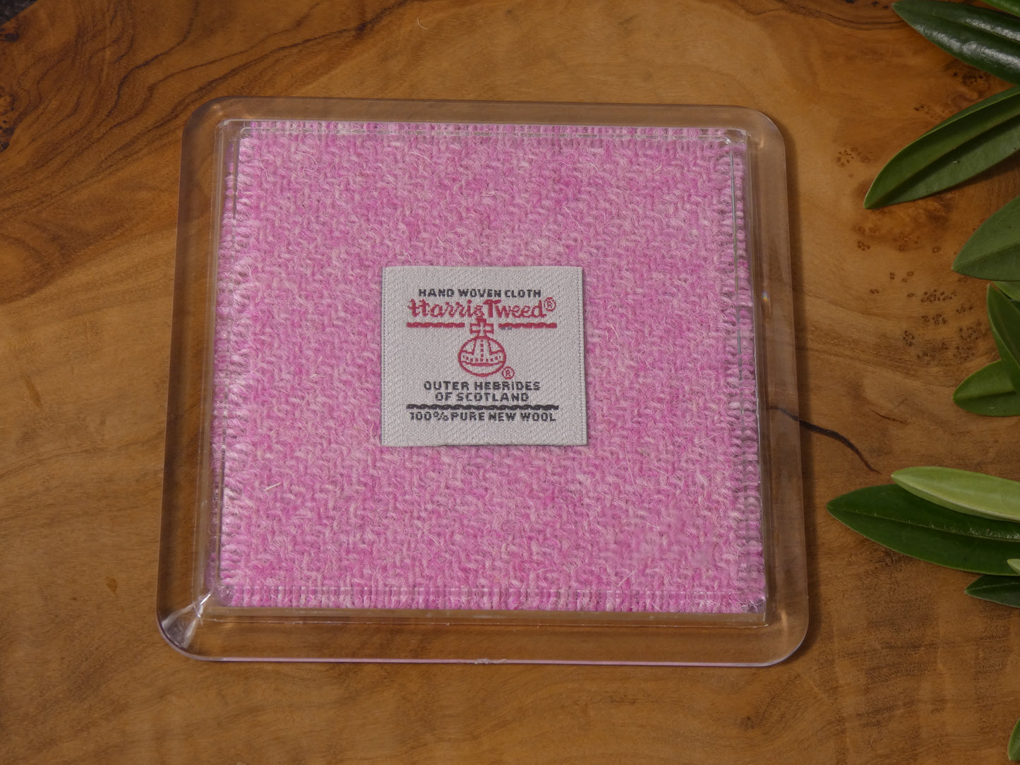 Handmade Harris Tweed Coaster – Authentic Scottish Wool Encased in Acrylic, 8 x 8 cm