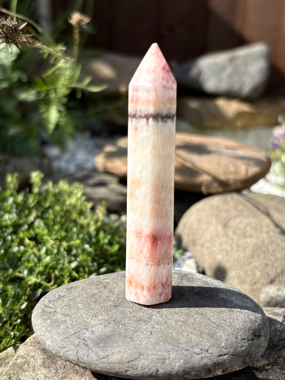 Banded Calcite Crystal Tower – Polished Point, 39 g