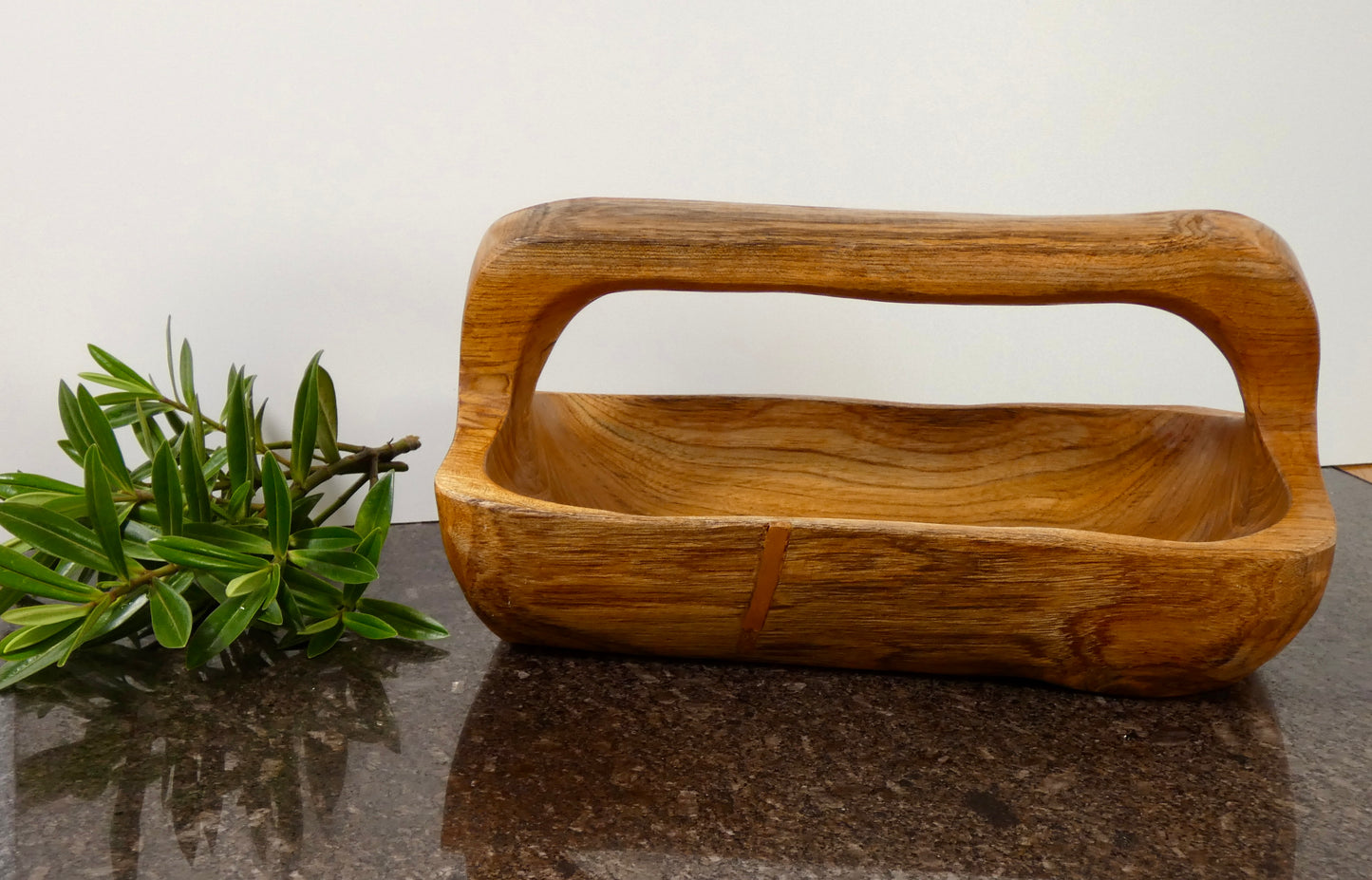 Solid Wood Decorative Bowl / Basket with handle