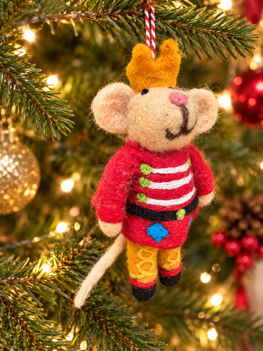 Christmas Mouse King Felt Hanging Decoration | Festive Tree Ornament