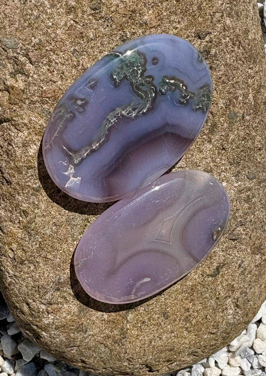 Purple Moss Agate Palm Stone – Polished Natural Crystal