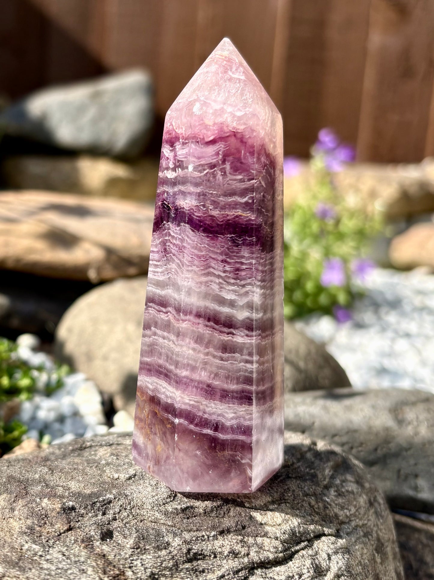 Purple Fluorite Crystal Tower – 9.5 cm Polished Point, 147 g