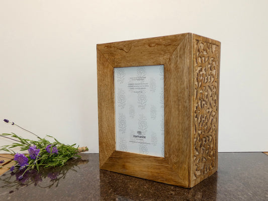 Hand Carved Photo/Memory Box made from Mango wood