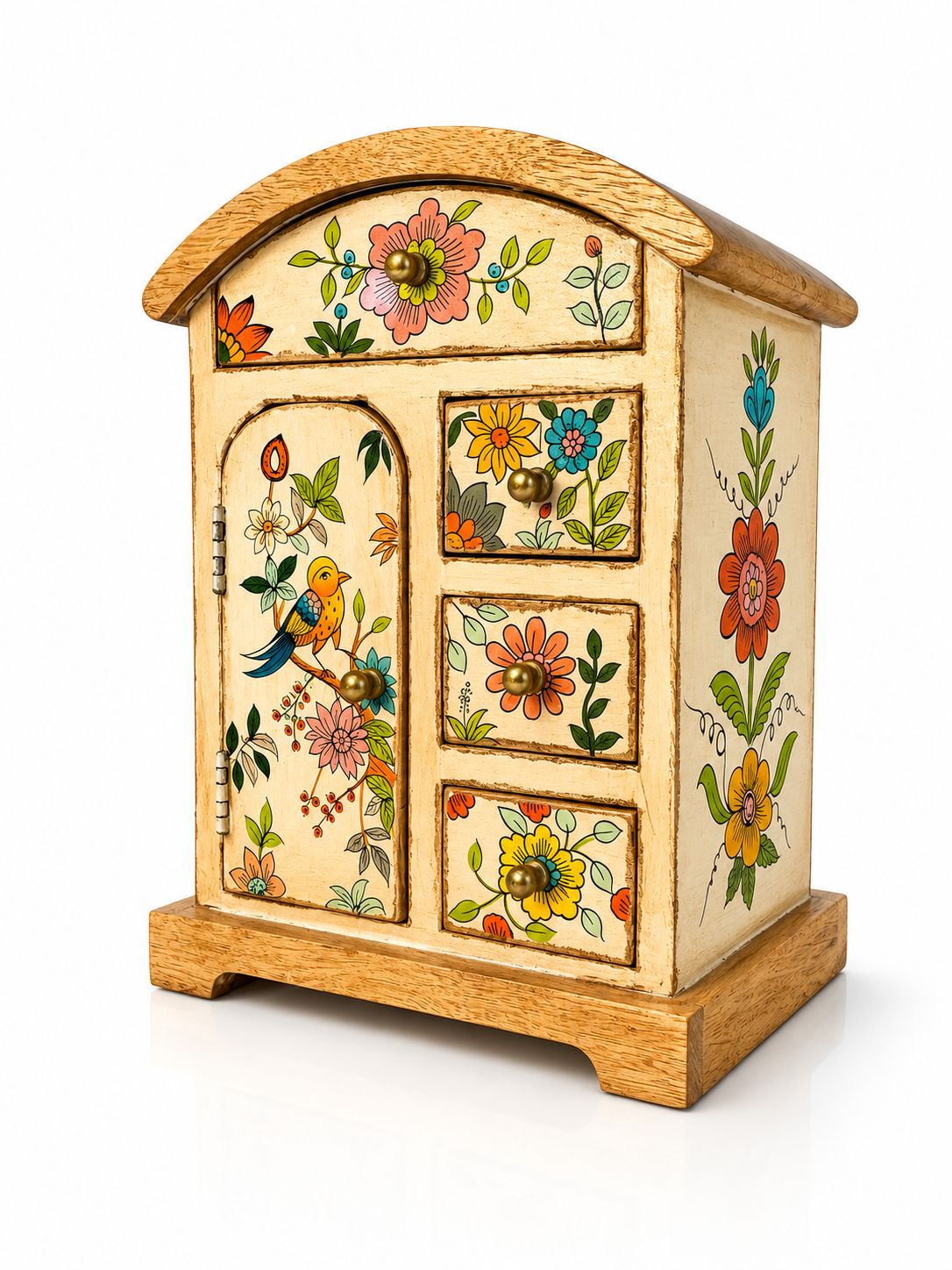 Hand Painted Wooden Jewellery Box with Drawers | Floral Jewellery Chest | Vintage Trinket Box | Wooden Keepsake Storage