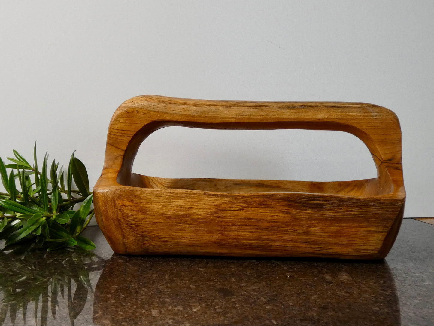Solid Wood Decorative Bowl / Basket with handle