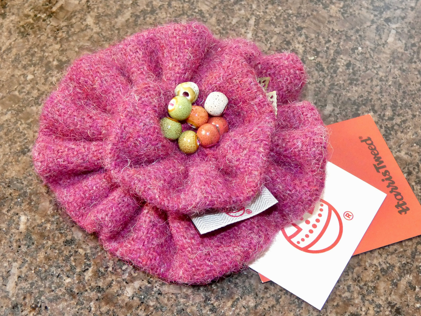 Hand crafted Genuine Harris Tweed Crochet Flower Brooch, Corsage Pin, Scottish Brooch
Bag Charm Gift