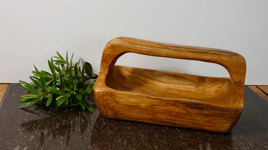 Solid Wood Decorative Bowl / Basket with handle