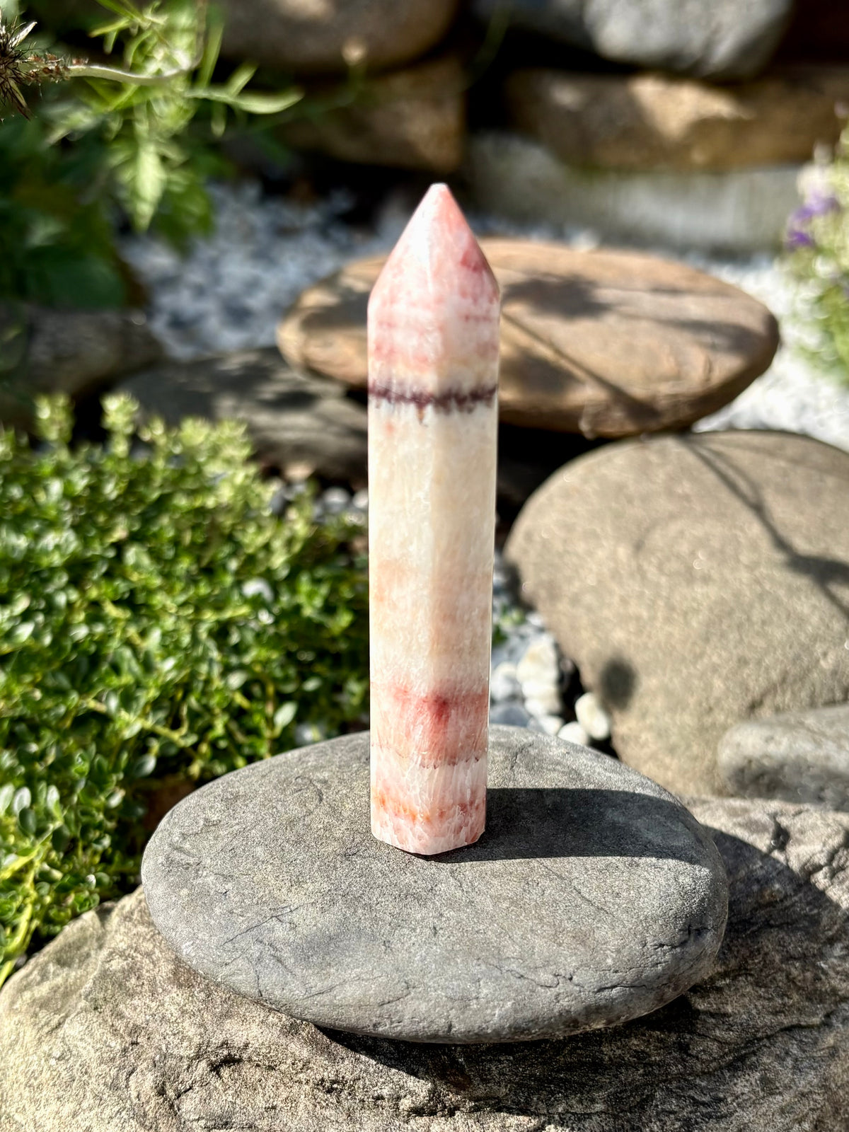 Banded Calcite Crystal Tower – Polished Point, 39 g
