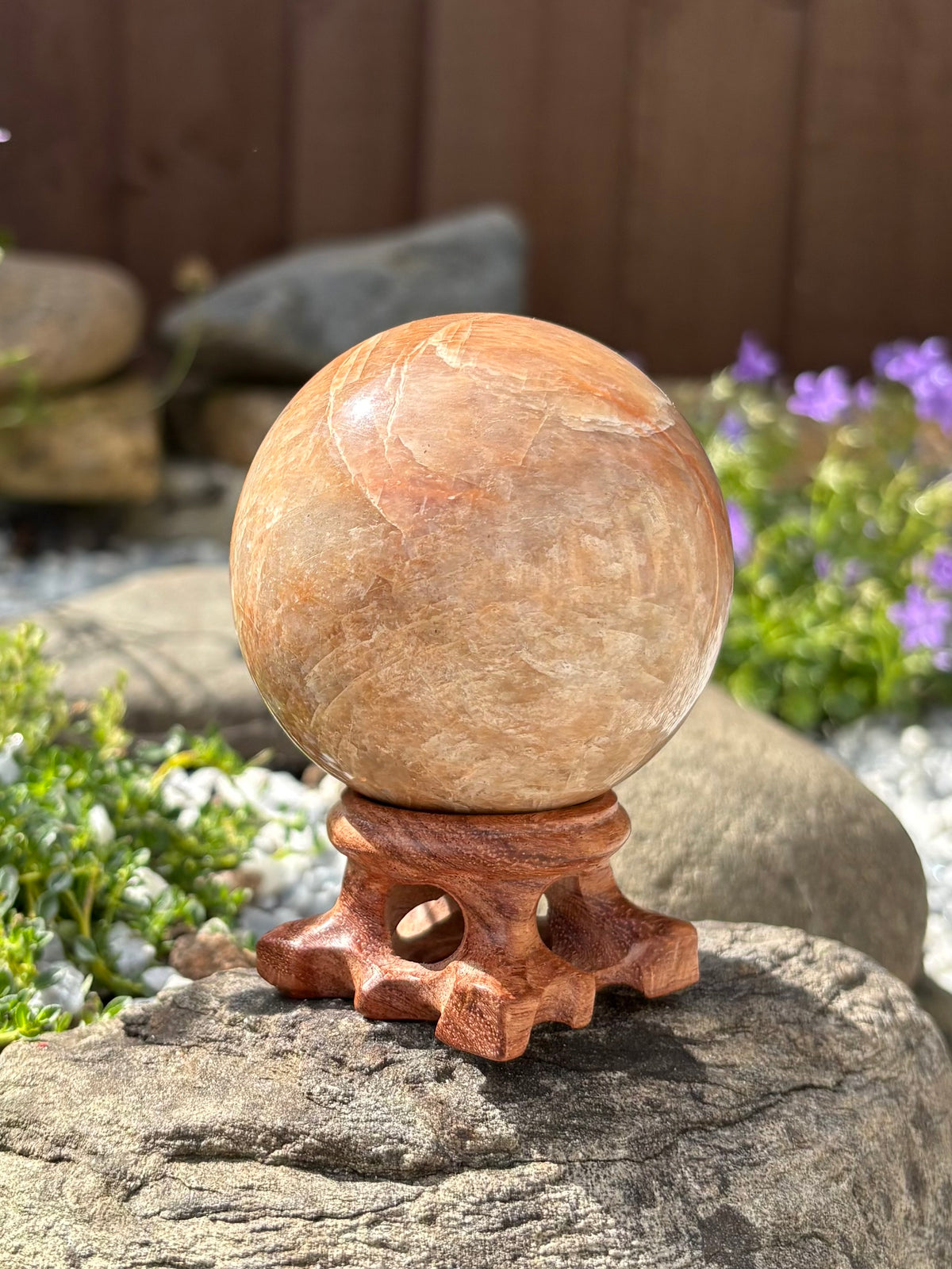 Peach Moonstone Sphere - Spiritual Healing Crystal