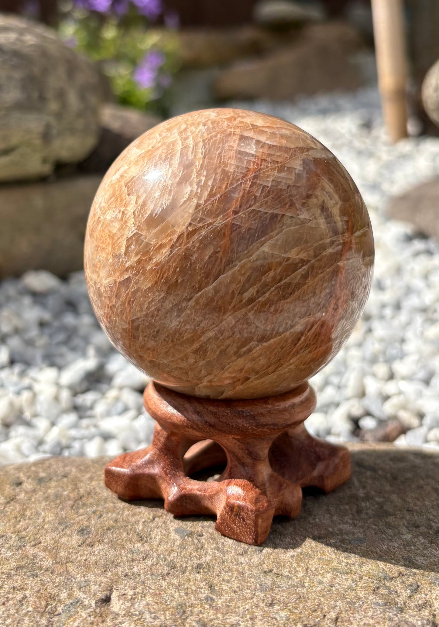 Peach Moonstone Sphere - Spiritual Healing Crystal