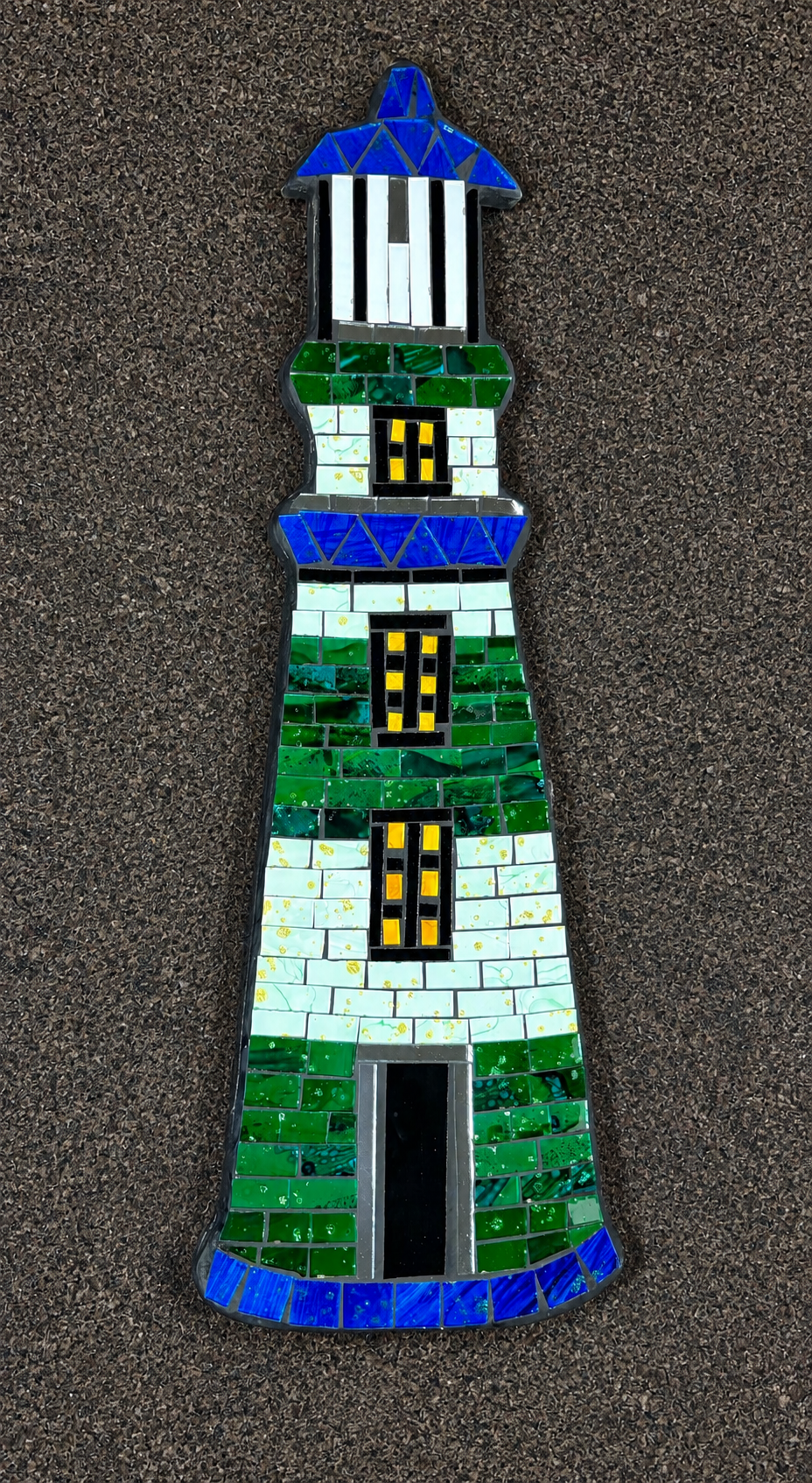 Handmade Glass Mosaic Lighthouse Wall Art | Coastal Nautical Décor | 45 x 16 cm