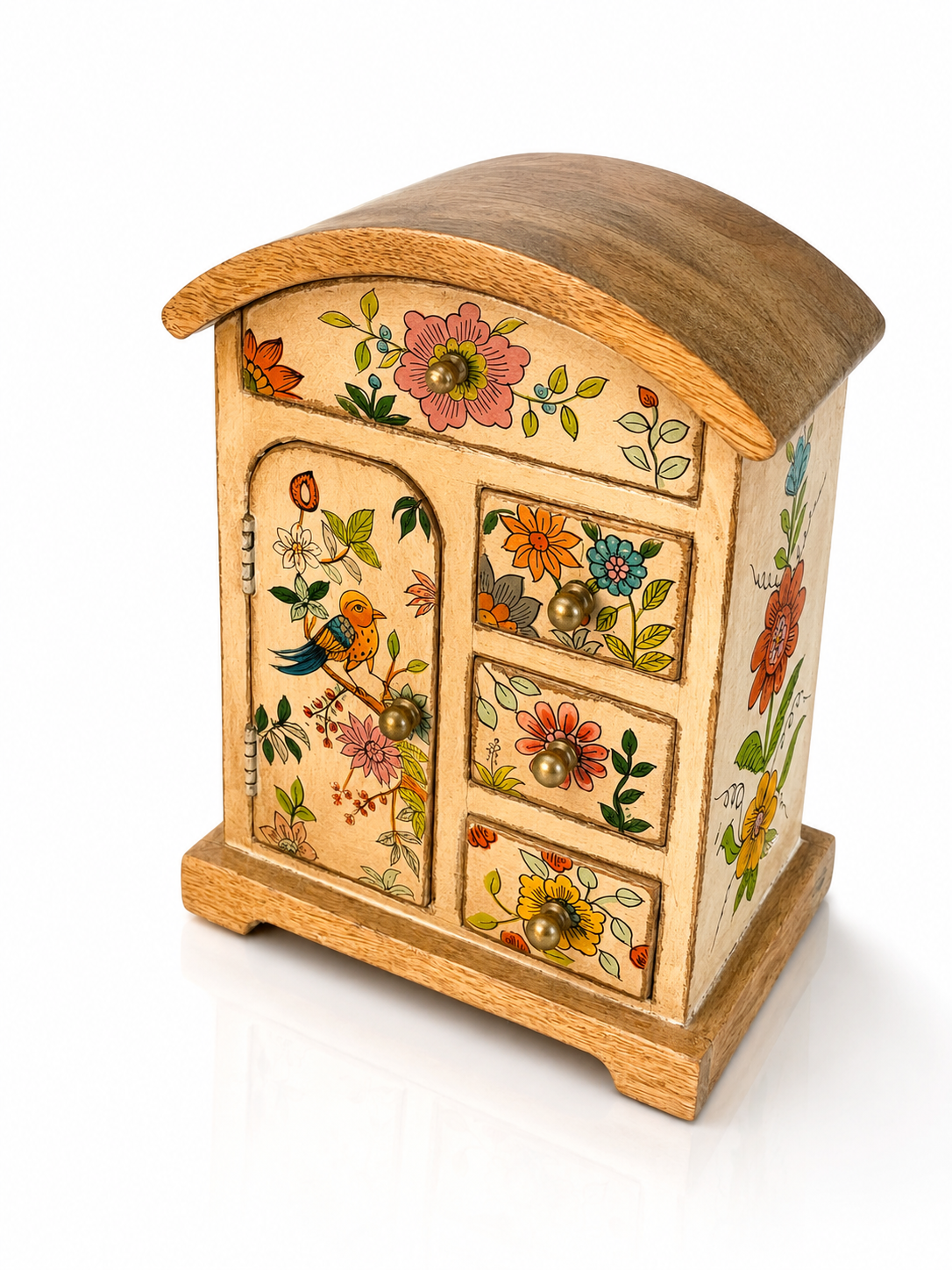 Hand Painted Wooden Jewellery Box with Drawers | Floral Jewellery Chest | Vintage Trinket Box | Wooden Keepsake Storage