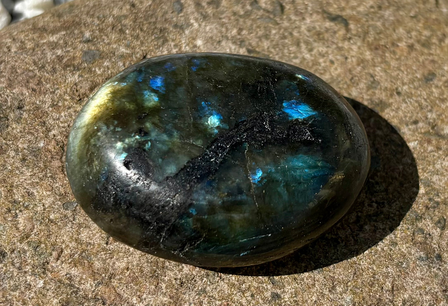 Labradorite Palm Stone with Blue-Green Flash
