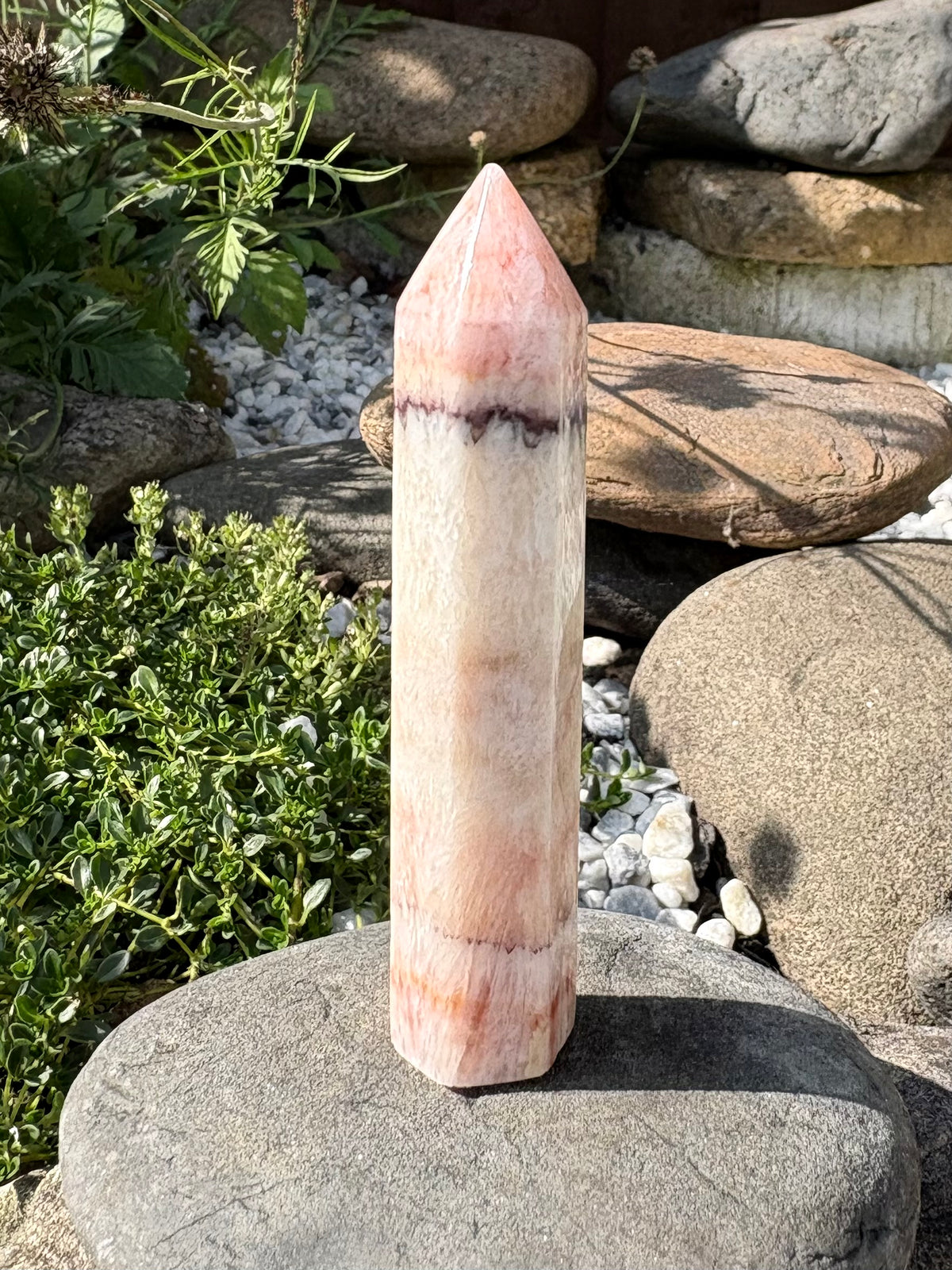 Banded Calcite Crystal Tower – Polished Point, 39 g