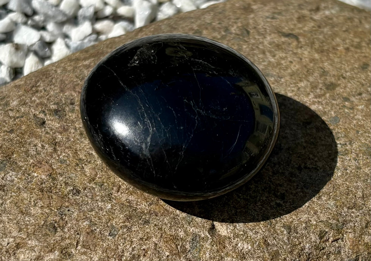 Black Tourmaline Palm Stone – Polished Grounding Crystal