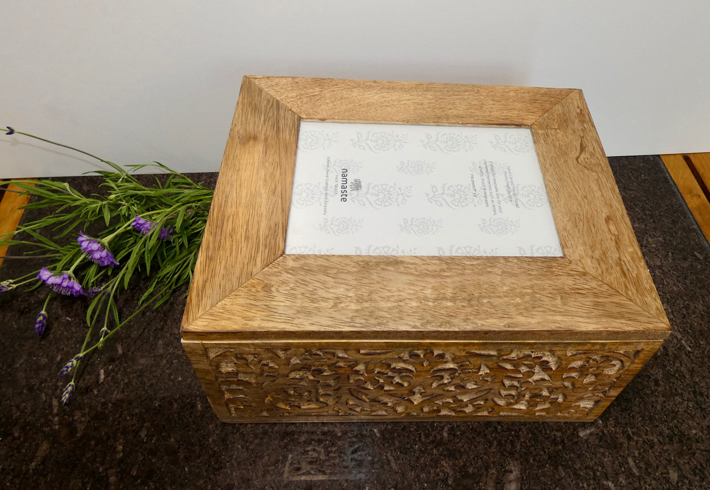 Hand Carved Photo/Memory Box made from Mango wood
