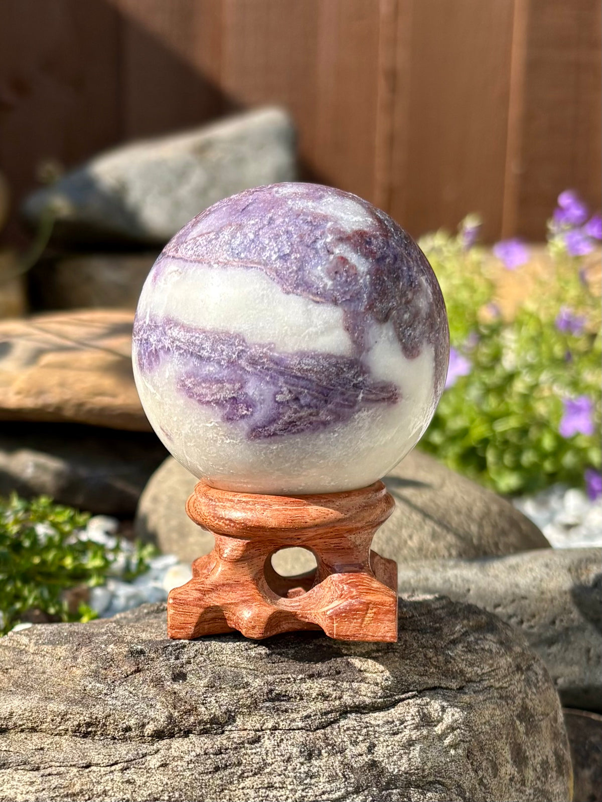 Dream Amethyst Sphere – Chevron Amethyst Crystal, 270 g