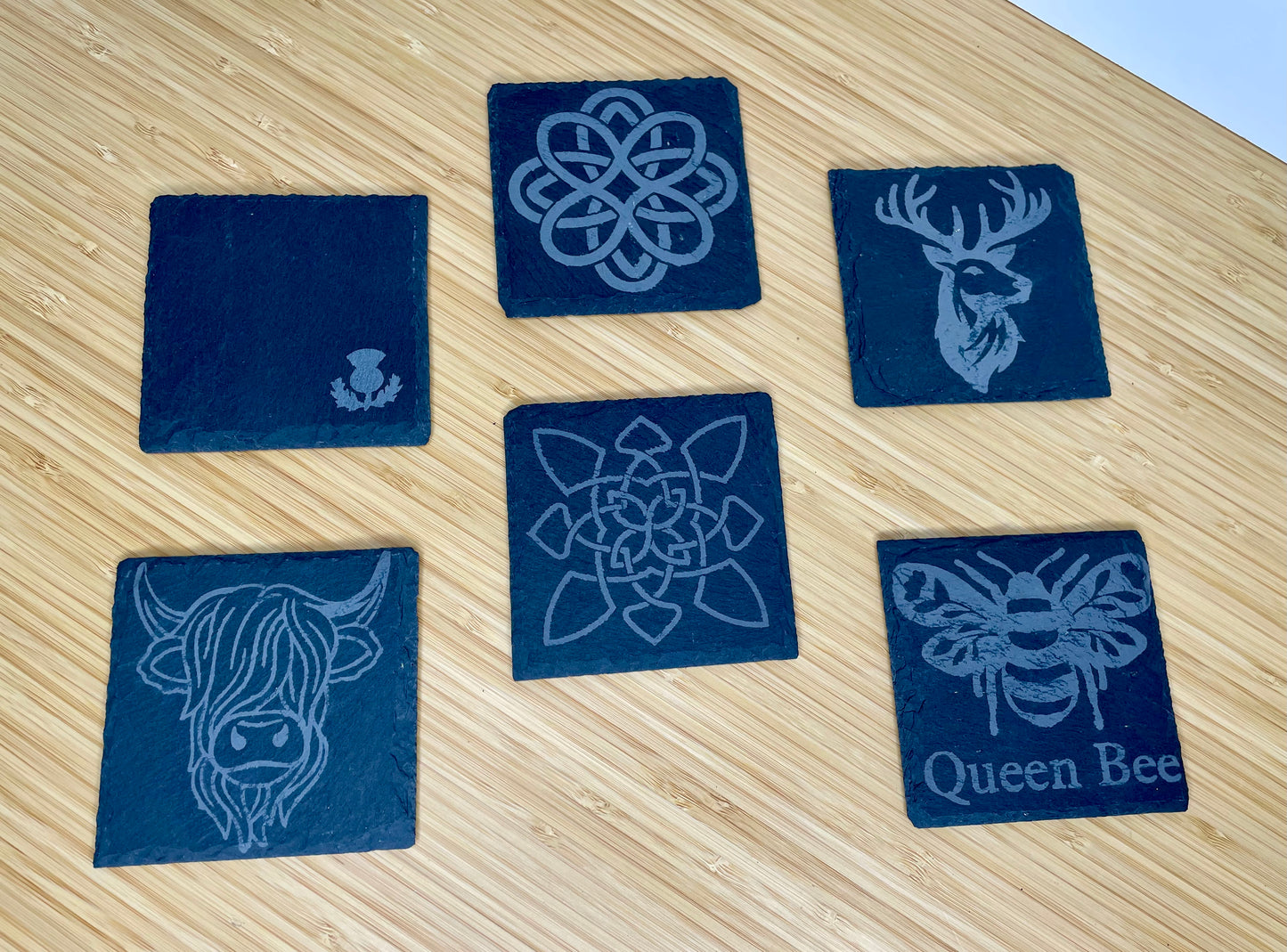 Hand Etched Slate Coasters