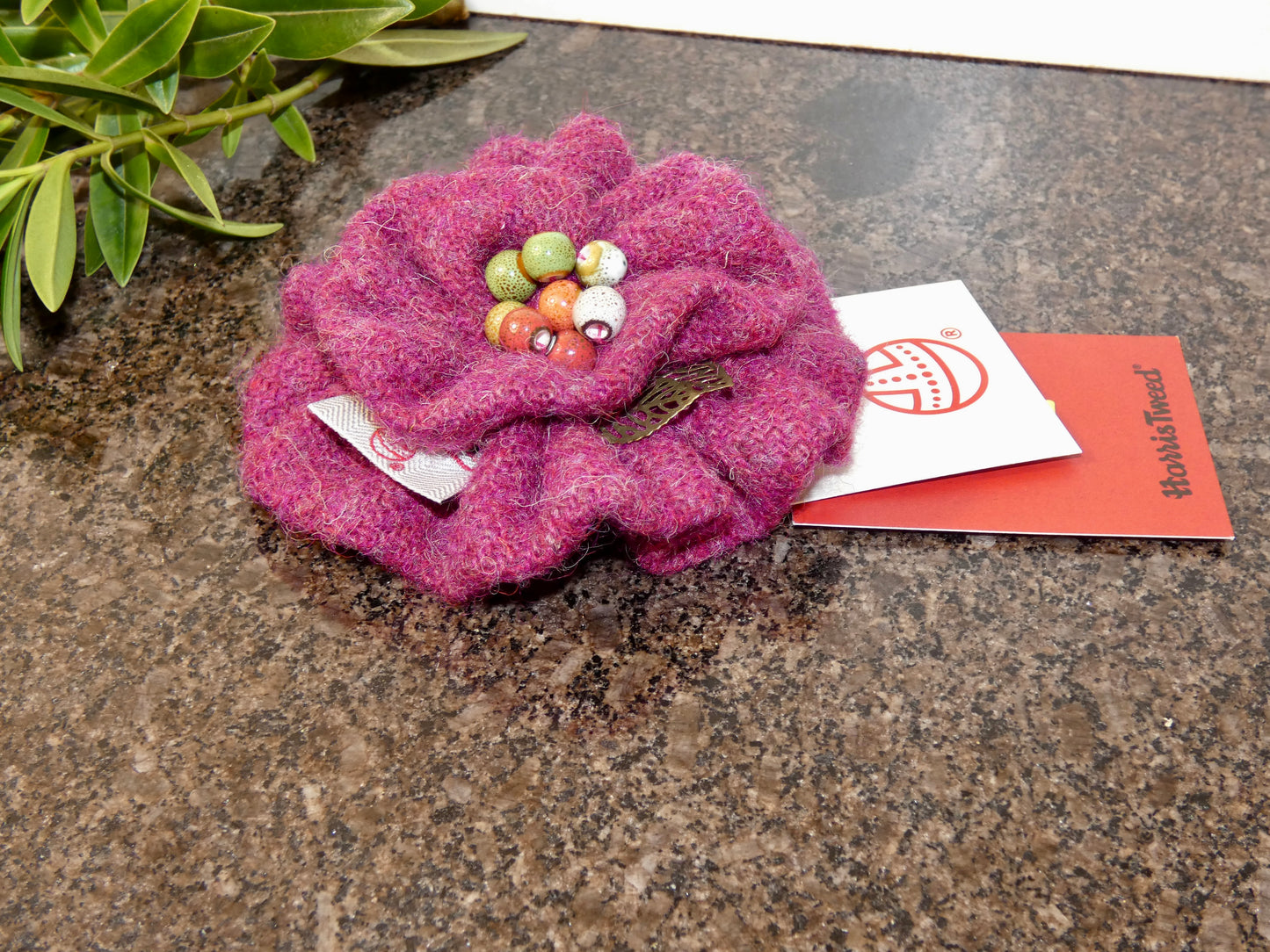 Hand crafted Genuine Harris Tweed Crochet Flower Brooch, Corsage Pin, Scottish Brooch
Bag Charm Gift