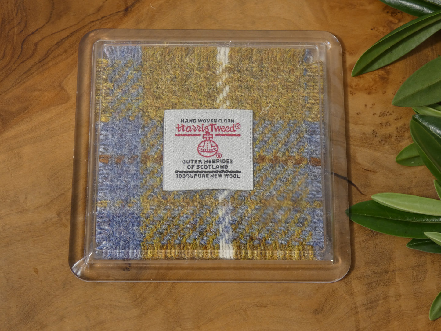 Handmade Harris Tweed Coaster – Authentic Scottish Wool Encased in Acrylic, 8 x 8 cm