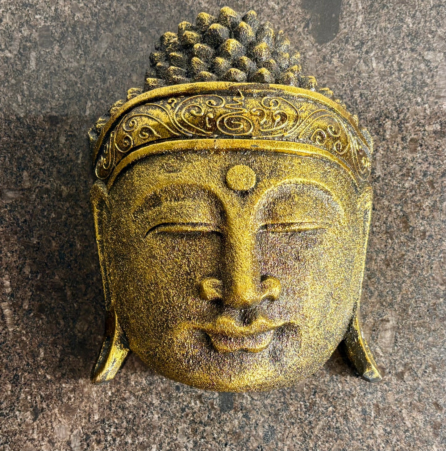 Handmade Gold Buddha Head Wall Art – 25cm | Antique Gold Zen Wall Décor