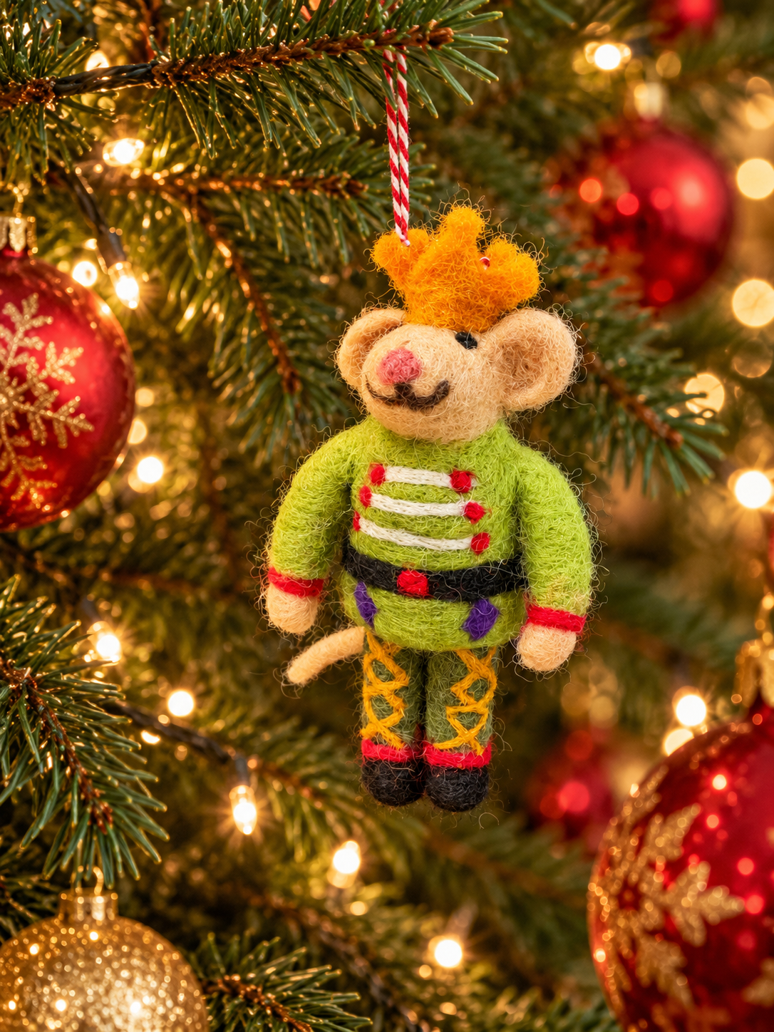 Christmas Mouse King Felt Hanging Decoration | Festive Tree Ornament