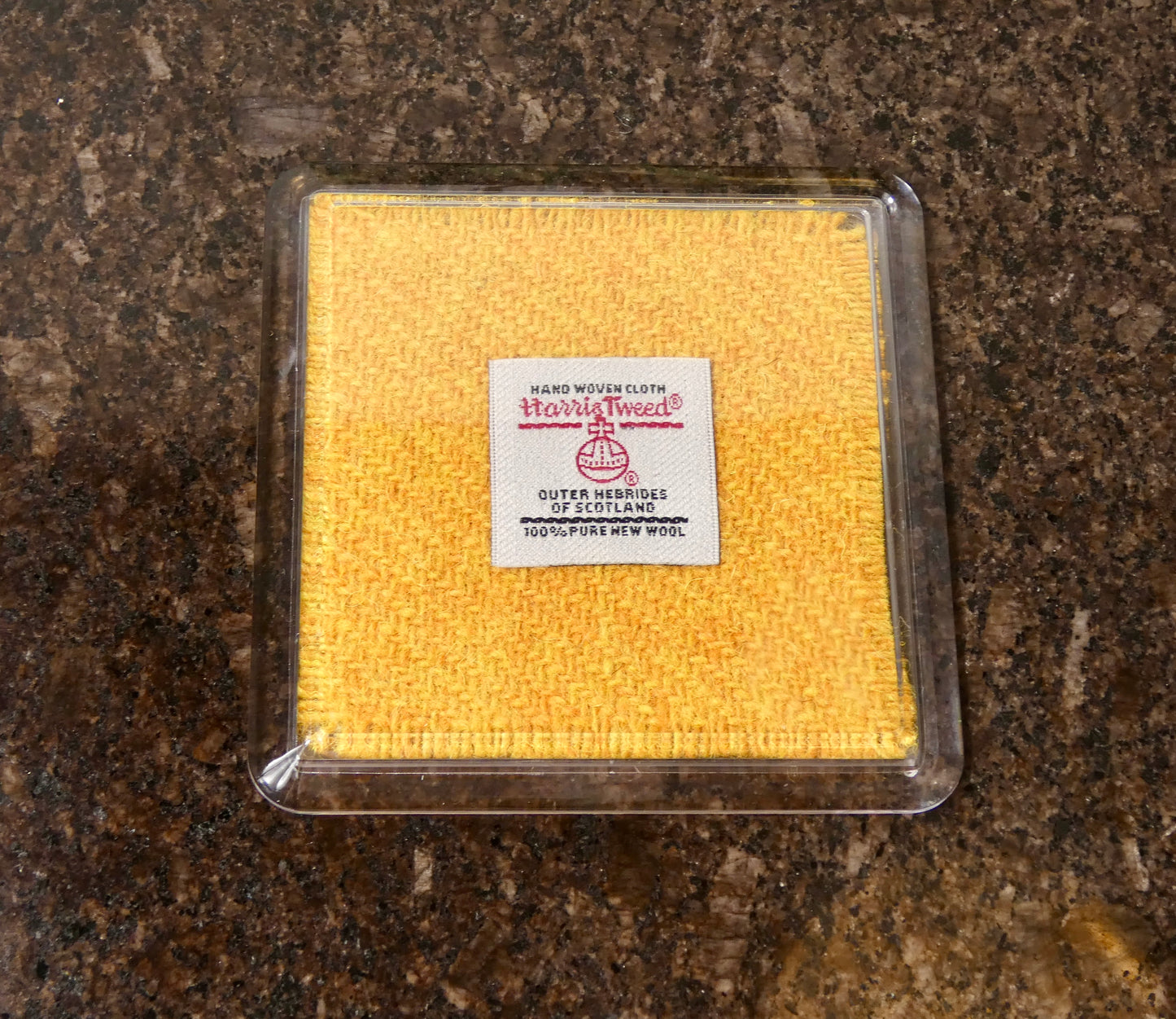 Handmade Harris Tweed Coaster – Authentic Scottish Wool Encased in Acrylic, 8 x 8 cm