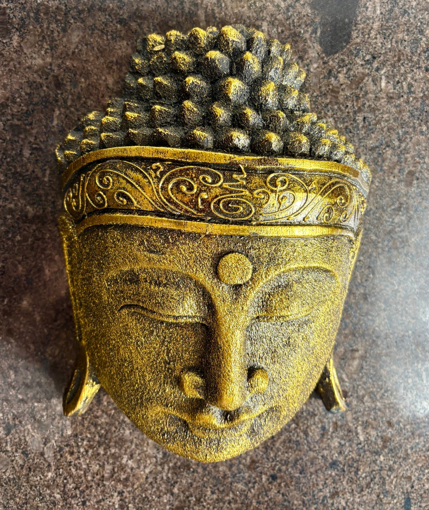 Handmade Gold Buddha Head Wall Art – 25cm | Antique Gold Zen Wall Décor