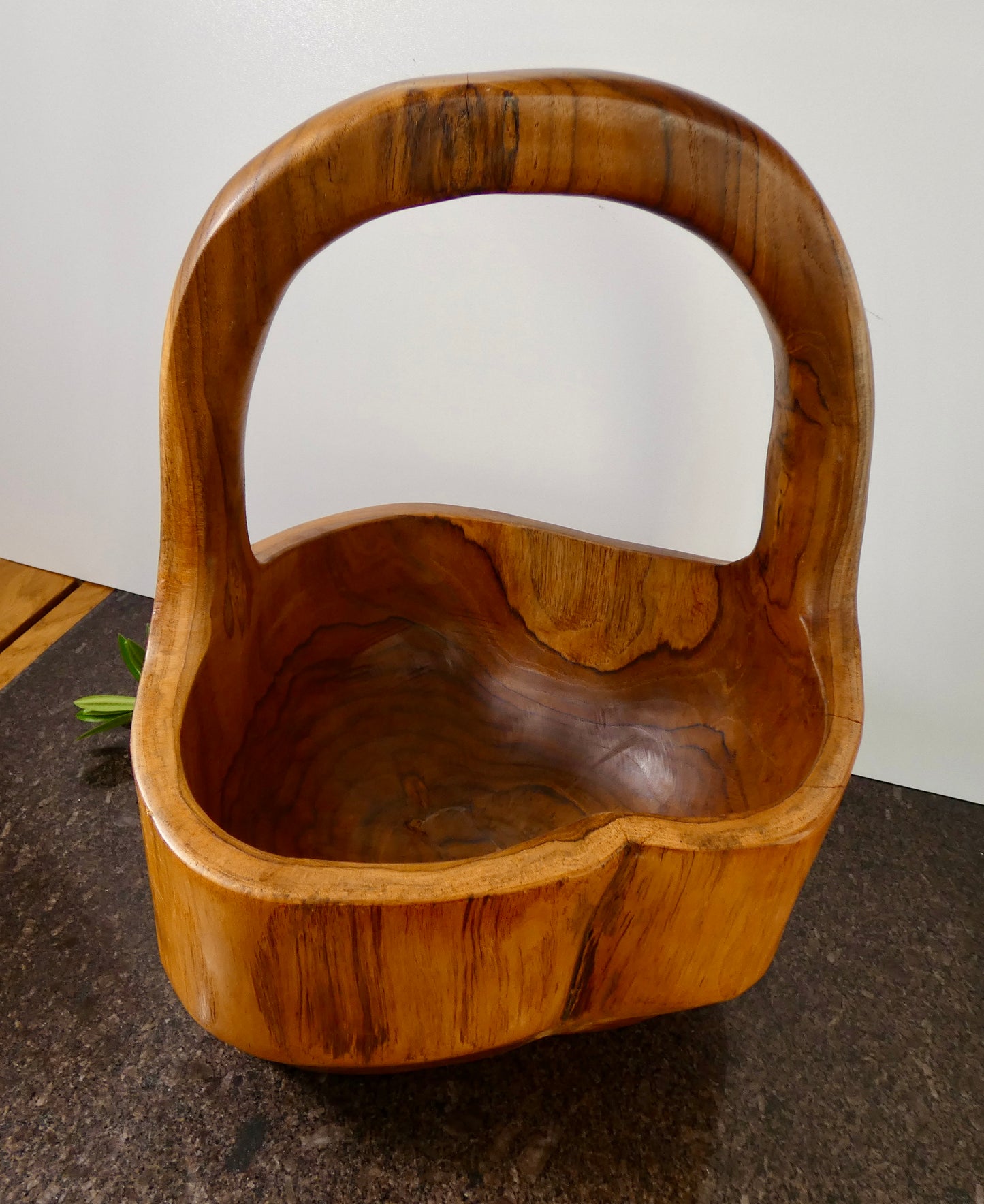 Solid Teak Wood Bowl with Handle | Handcrafted Basket Style Wooden Bowl | Natural Rustic Home Décor |
40cm High