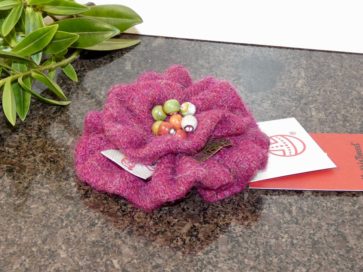 Hand crafted Genuine Harris Tweed Crochet Flower Brooch, Corsage Pin, Scottish Brooch
Bag Charm Gift