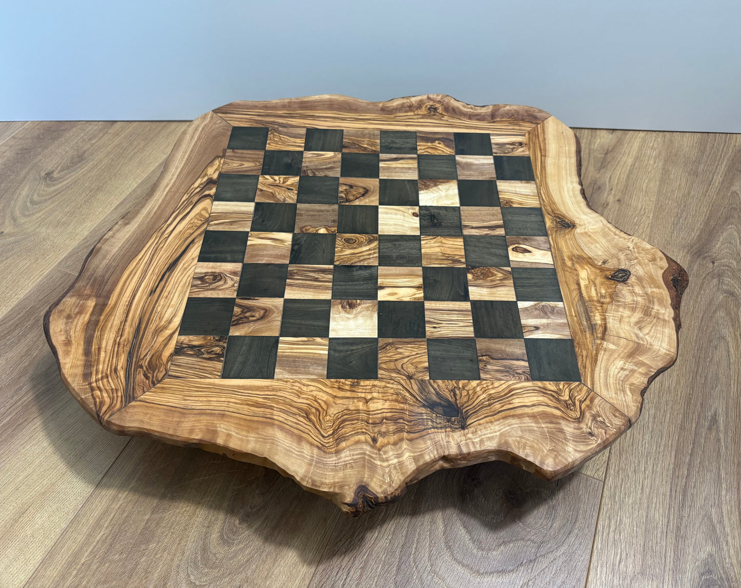 Handmade Olive Wood Chess Set with Storage Drawer - Elegant, Rustic, and Functional.