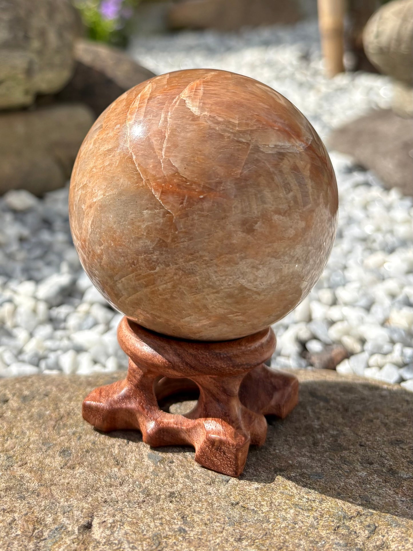 Peach Moonstone Sphere - Spiritual Healing Crystal