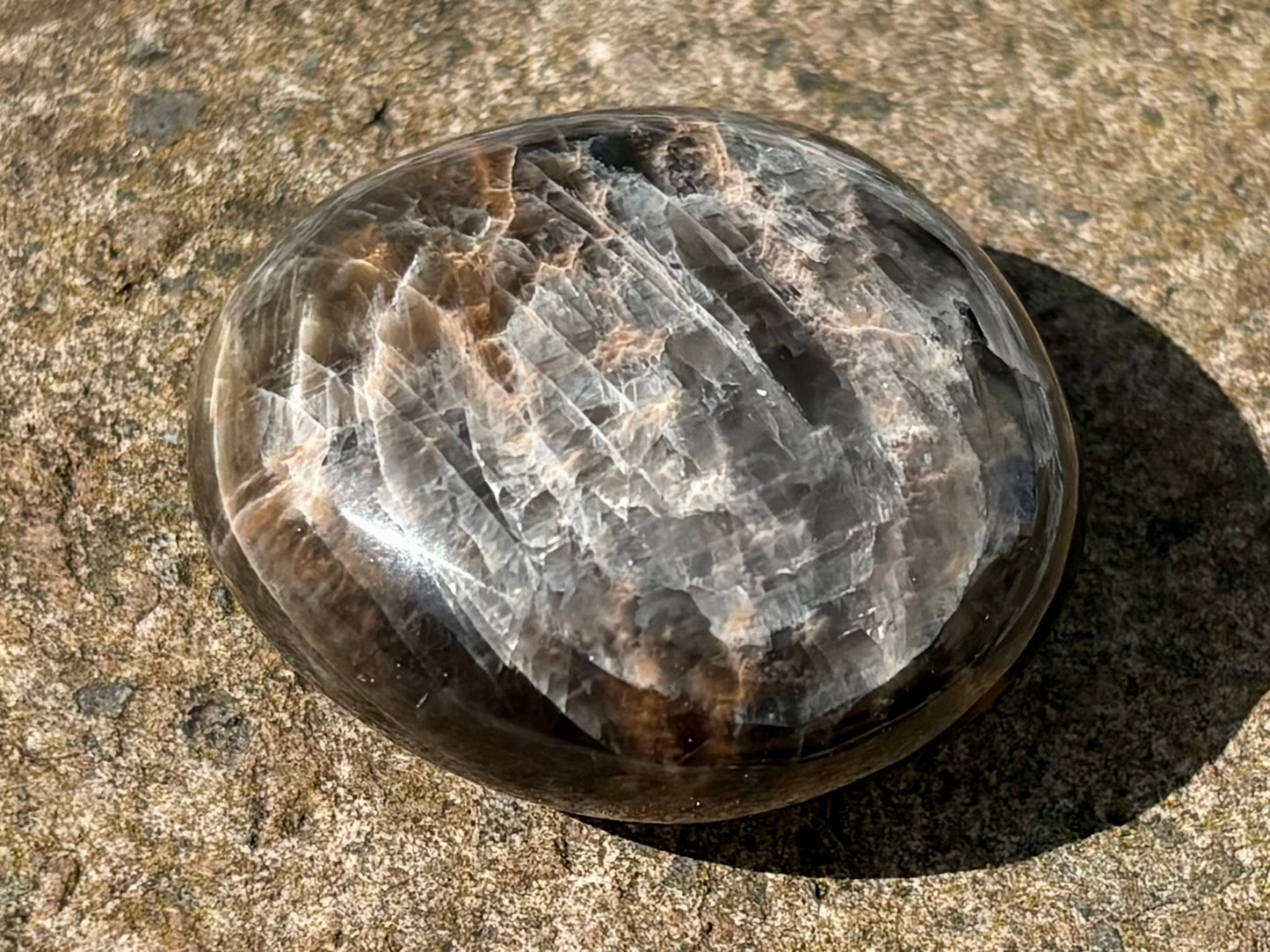 Black Moonstone Palm Stone – Polished Natural Crystal