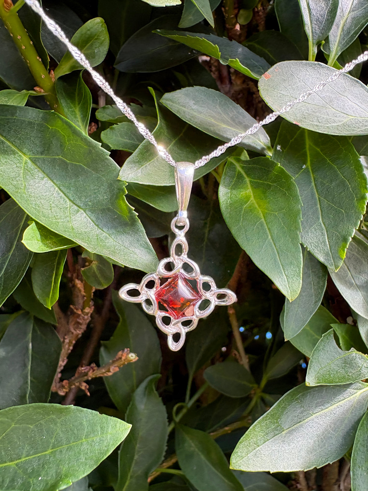 Baltic Amber & Sterling Silver Celtic Knot Pendant