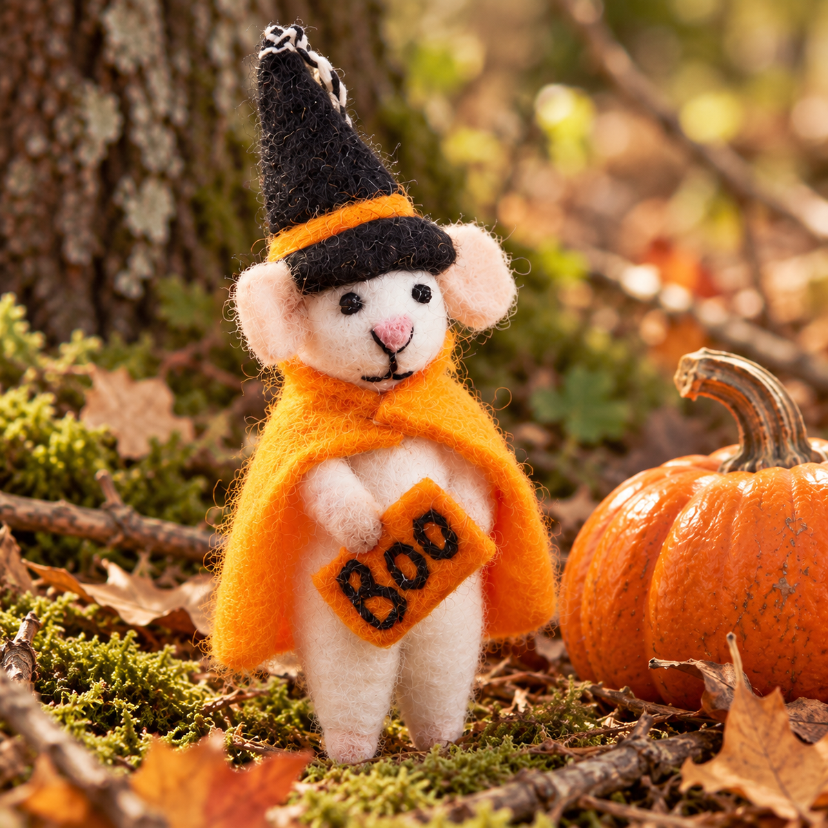 Needle Felted Halloween Mice – Hand-Crafted Witch & Wizard Mouse Decorations